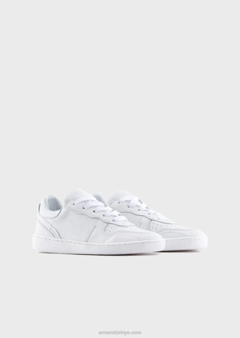 kız Armani delikli deri spor ayakkabı beyaz T8HD2580