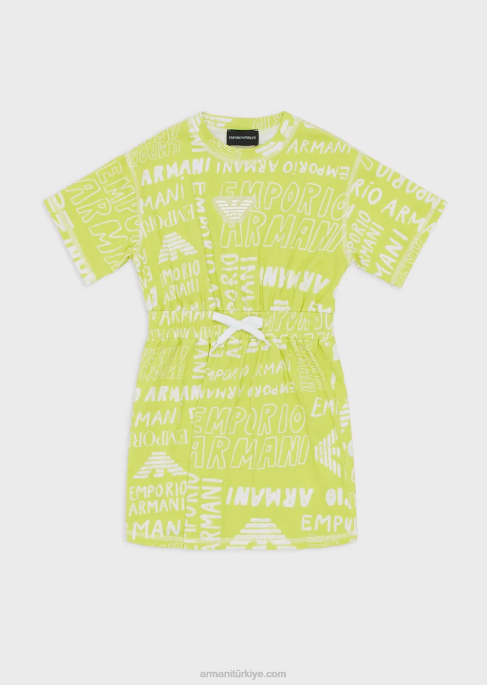 kız Armani Boydan boya EA Crew yazısı olan büzgülü elbise sarı T8HD2550