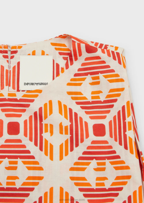 kız Armani Tamamı baskılı, sürdürülebilir koleksiyon organik müslin üst Yazdır T8HD2578