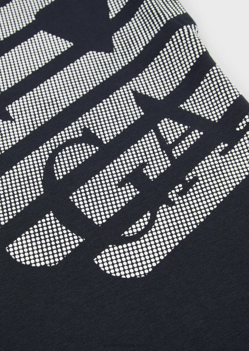 kız Armani büyük boy kartal desenli hafif jarse-polar elbise mavi logo T8HD2566