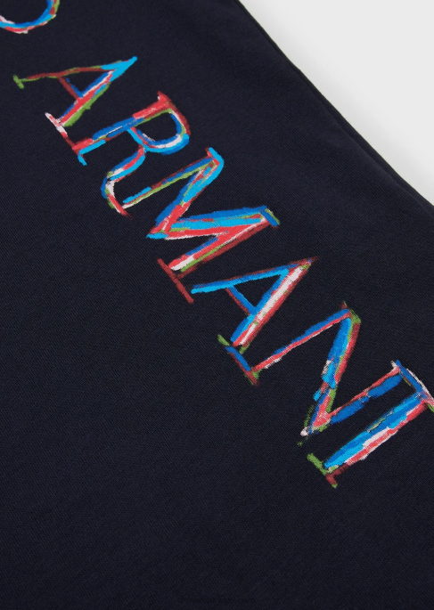 kız Armani logo çizim baskılı jarse t-shirt mavi T8HD2562