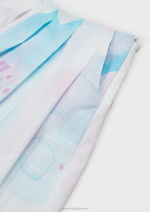 kız Armani suluboya çiçek desenli poplin etekT8HD2541