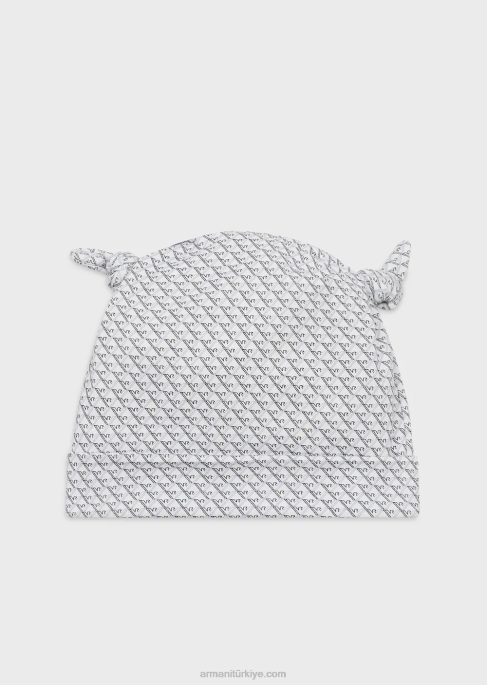 kız Armani op-art kartallı düğümlü bere beyaz T8HD2627