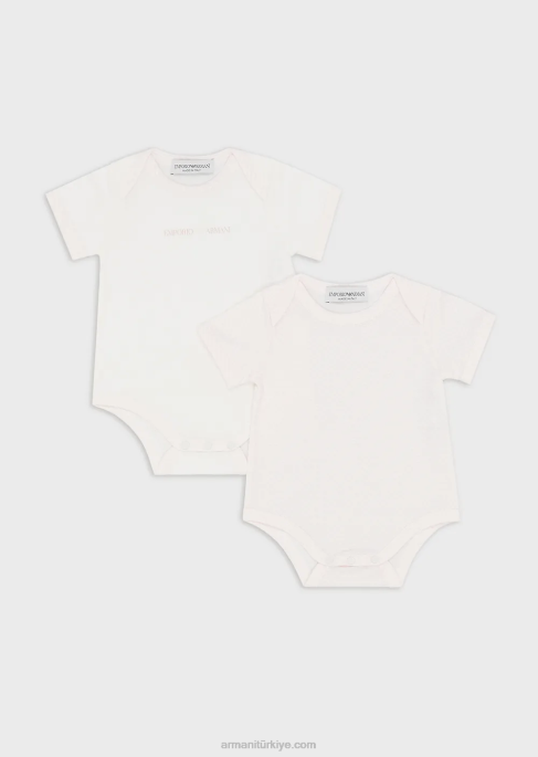 kız Armani her tarafı op-art kartallı iki body'den oluşan hediye seti pembe T8HD2637