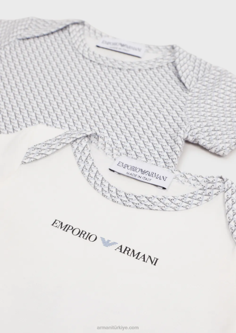 kız Armani her tarafı op-art kartallı iki body'den oluşan hediye seti pembe T8HD2637