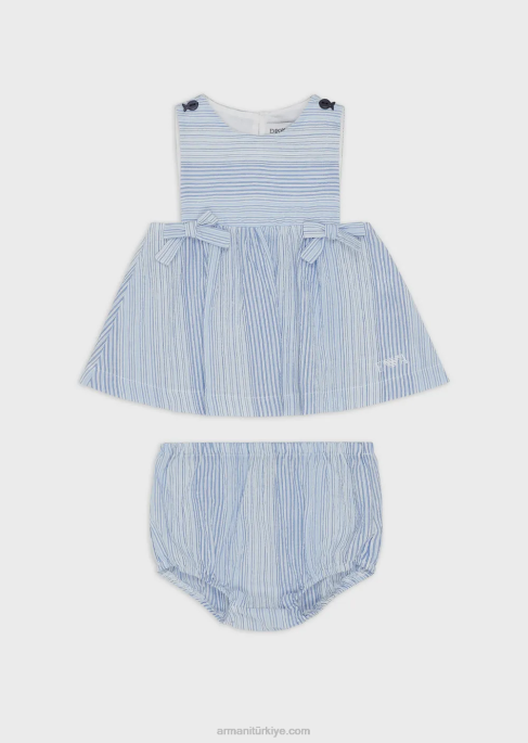 kız Armani çizgili sahil desenli elbise ve şort takımıT8HD2656