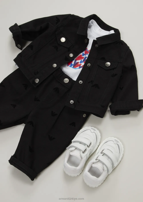 kız Armani kartal ve kalp baskılı jarse tişört beyaz T8HD2660