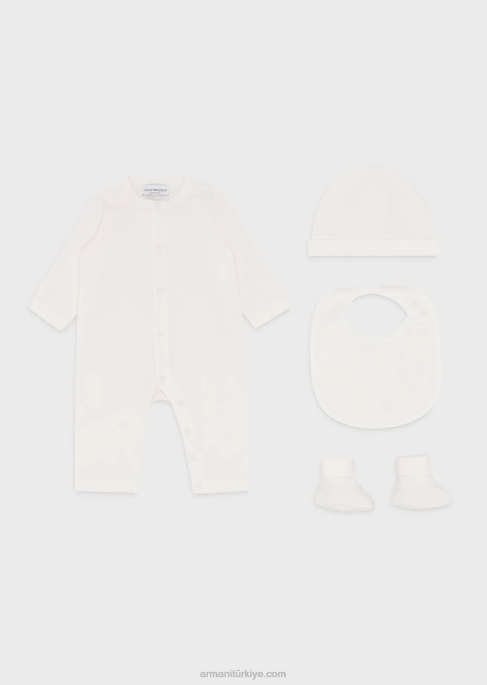 kız Armani op-art kartal patik, önlük, tulum ve bereden oluşan hediye setiT8HD2647