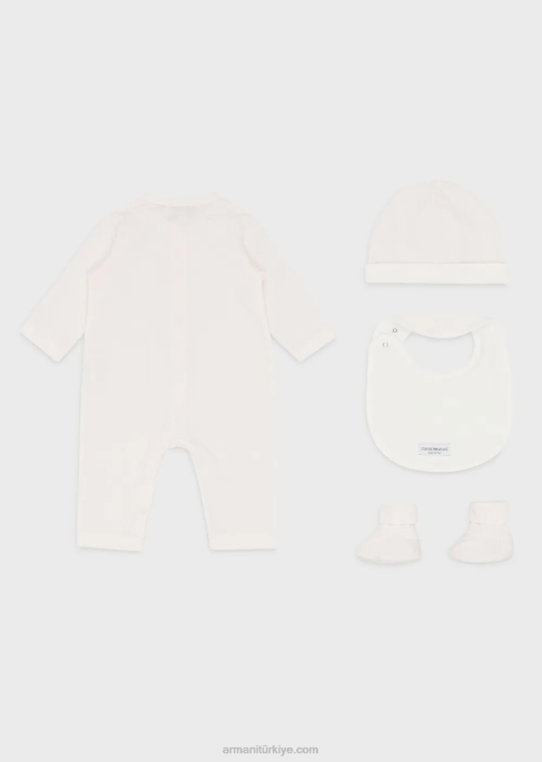 kız Armani op-art kartal patik, önlük, tulum ve bereden oluşan hediye setiT8HD2647