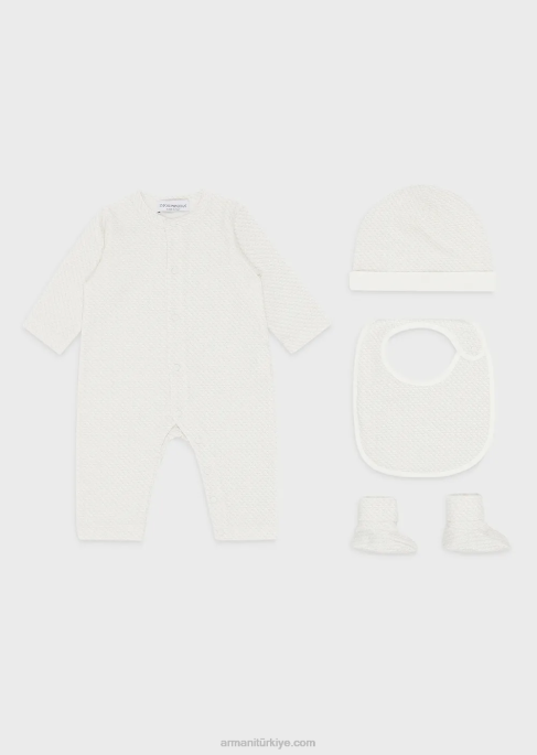 kız Armani op-art kartal patik, önlük, tulum ve bereden oluşan hediye setiT8HD2650