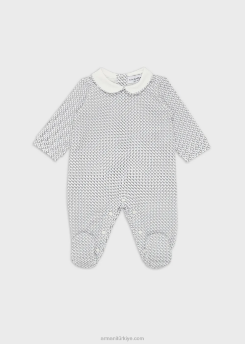 kız Armani peter pan yakalı ve her tarafı op-art kartallı tulum masmavi T8HD2629