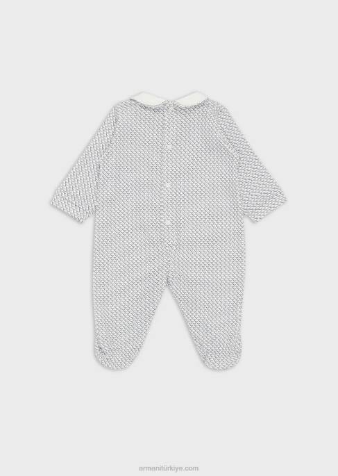 kız Armani peter pan yakalı ve her tarafı op-art kartallı tulum masmavi T8HD2629