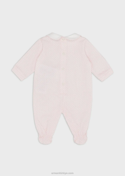 kız Armani peter pan yakalı ve her tarafı op-art kartallı tulum pembe T8HD2630