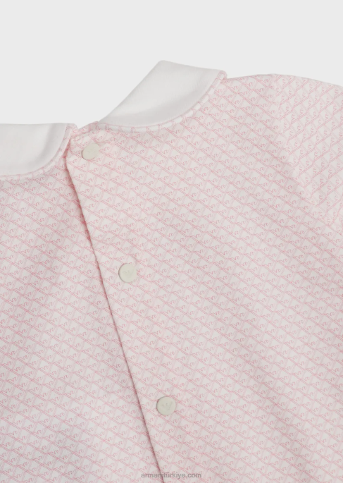 kız Armani peter pan yakalı ve her tarafı op-art kartallı tulum pembe T8HD2630