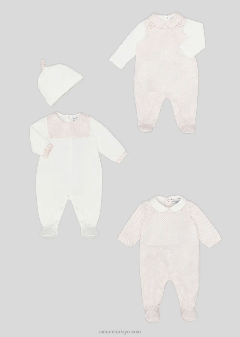 kız Armani peter pan yakalı ve her tarafı op-art kartallı tulum pembe T8HD2630