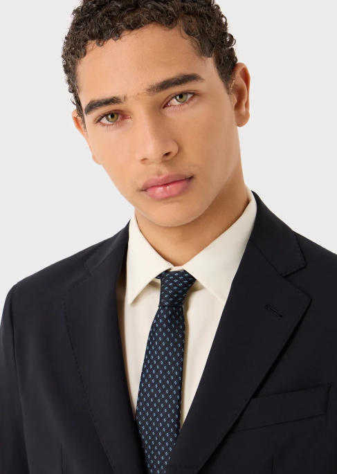 erkekler Armani baklava desenli saf ipek jakarlı kravatT8HD2159