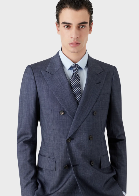 erkekler Armani ipek ve keten karışımı jakarlı kravat gece yarısı mavisi T8HD2171