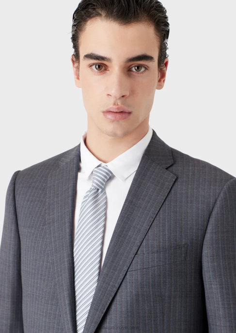 erkekler Armani çizgili jakarlı saf ipek kravatT8HD2145