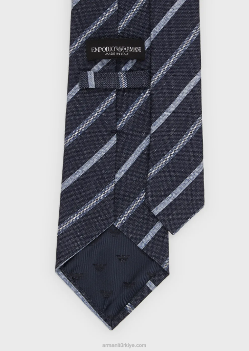 erkekler Armani çizgili jakarlı saf ipek kravatT8HD2147
