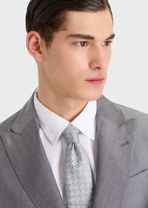 erkekler Armani saf ipek kartal ve kareli jakarlı kravatT8HD2142