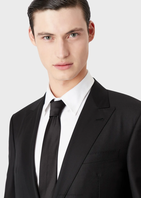 erkekler Armani saf ipek kravat siyah T8HD2164