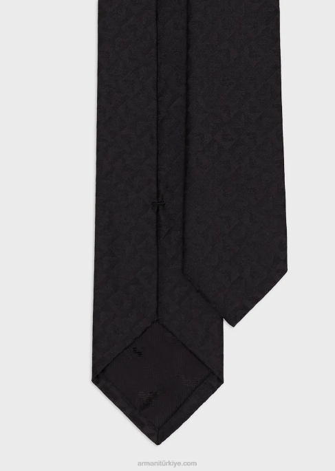 erkekler Armani saf ipek monogram kareli jakarlı kravatT8HD2144