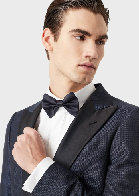 erkekler Armani saf ipek osmanlı tarzı papyon lacivert T8HD2149