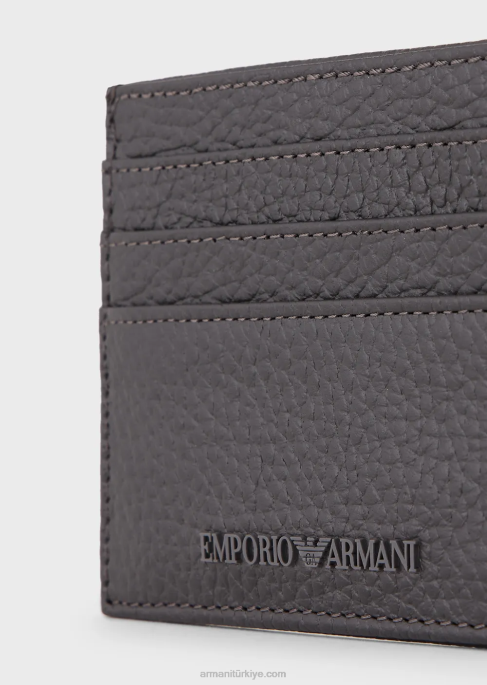erkekler Armani eskitme deri kartlık koyu gri T8HD2193