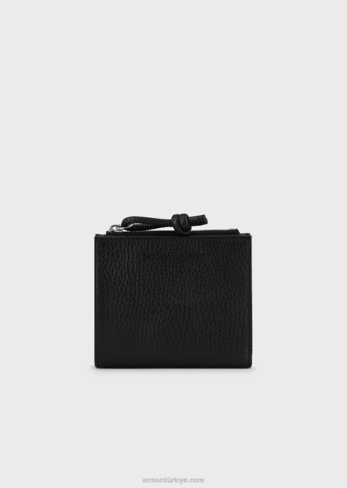 erkekler Armani fermuarlı, eskitme deri kartlık siyah T8HD2188