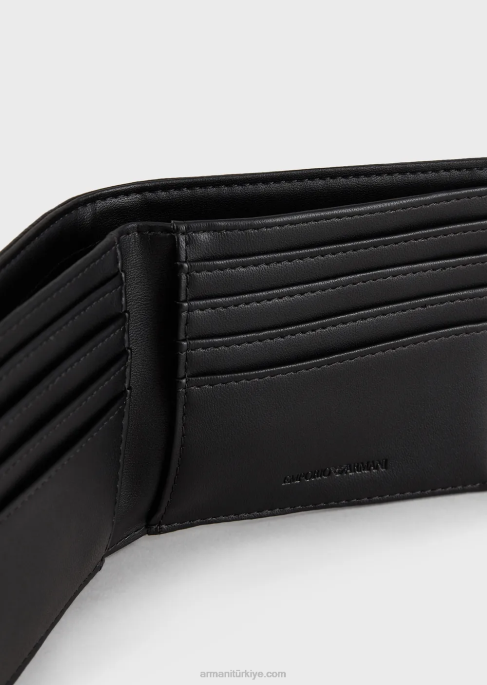 erkekler Armani kartal plakalı cüzdan siyah T8HD2182