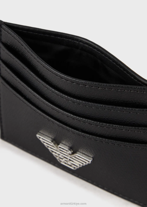 erkekler Armani kartal plaketli kart sahibi siyah T8HD2181