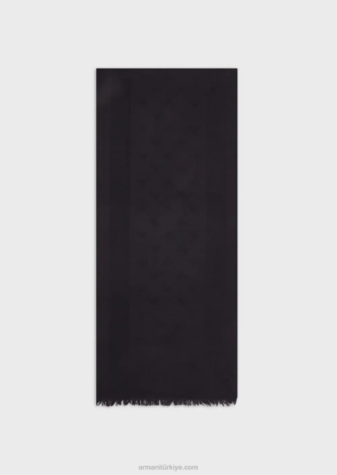 erkekler Armani Boydan boya kartal ve çizgili yün karışımlı atkıT8HD2118