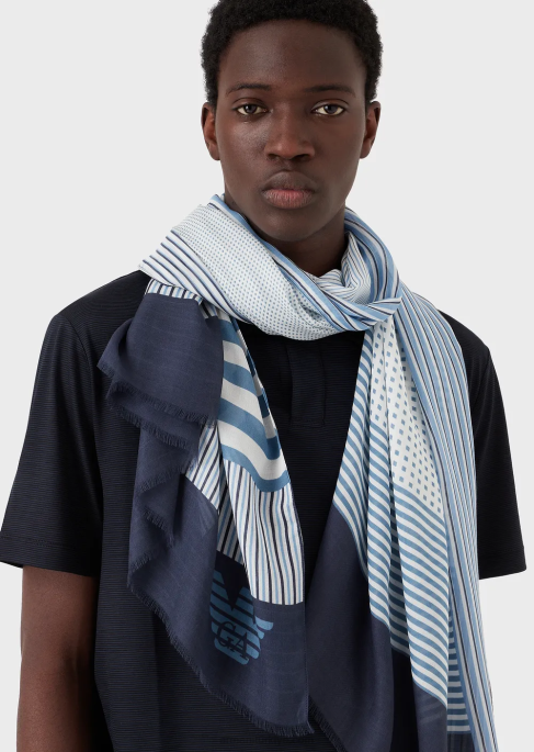 erkekler Armani patchwork efektli modal çaldı lacivert T8HD2115