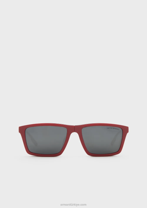 erkekler Armani değiştirilebilir lensli dikdörtgen güneş gözlüğü siyah T8HD2325
