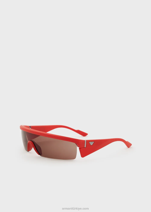 erkekler Armani değiştirilebilir lensli dikdörtgen güneş gözlüğü turuncu T8HD2276