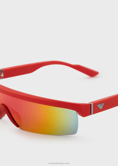erkekler Armani değiştirilebilir lensli dikdörtgen güneş gözlüğü turuncu T8HD2276