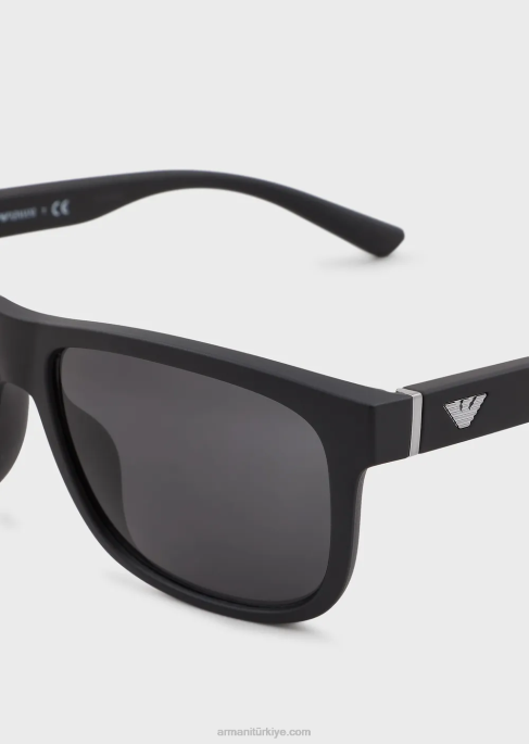 erkekler Armani değiştirilebilir saplara sahip dikdörtgen güneş gözlüğü siyah T8HD2329