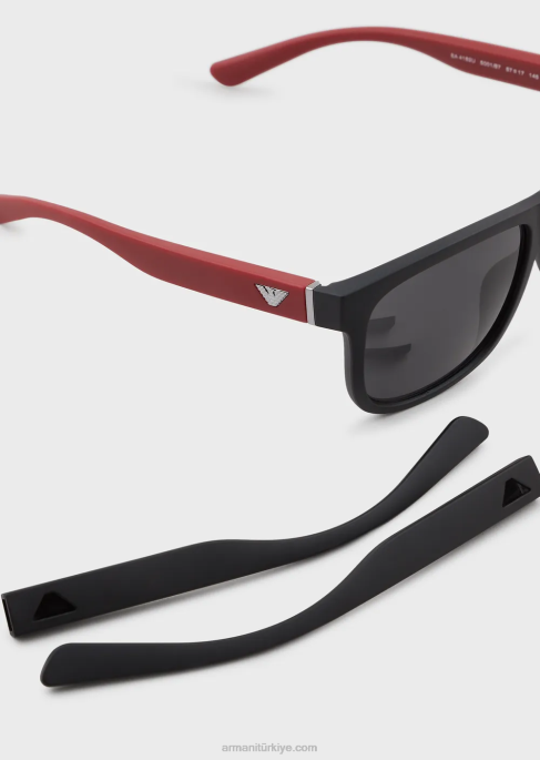 erkekler Armani değiştirilebilir saplara sahip dikdörtgen güneş gözlüğü siyah T8HD2329