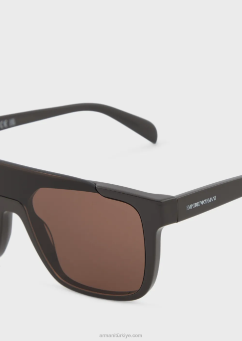 erkekler Armani kare güneş gözlüğü kahverengi T8HD2279
