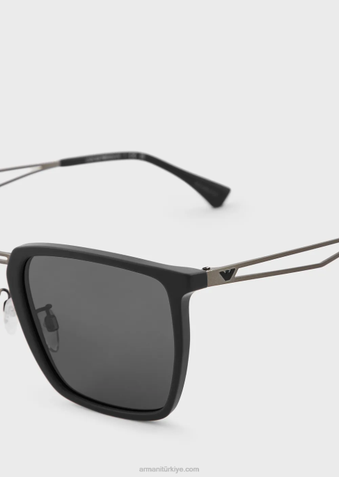 erkekler Armani kare güneş gözlüğü siyah T8HD2319