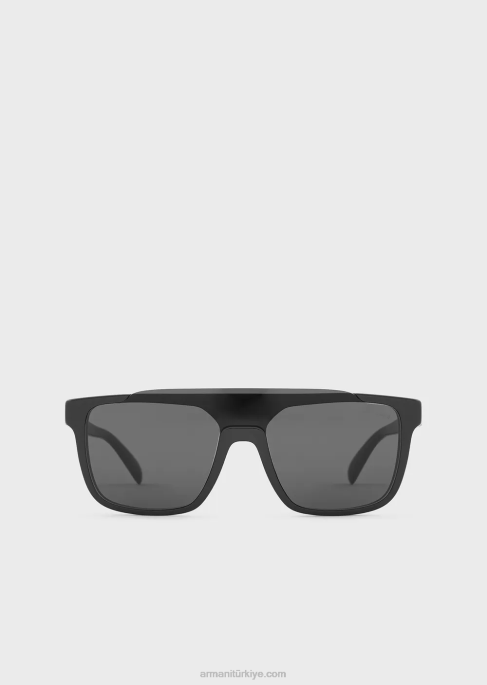 erkekler Armani kare güneş gözlüğü siyah T8HD2321