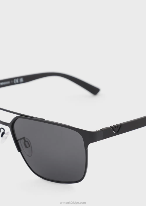 erkekler Armani kare güneş gözlüğü siyah T8HD2322