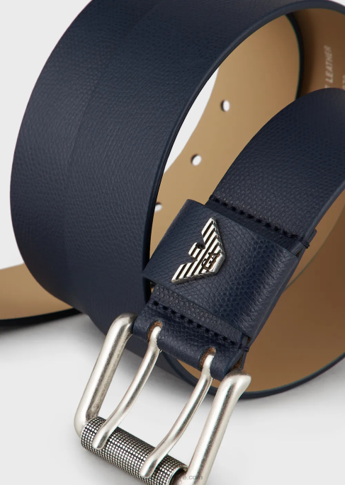 erkekler Armani baskılı palmellato-deri kemer mavi T8HD2018