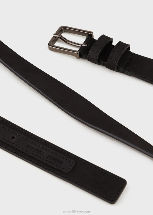 erkekler Armani nubuk kemer siyah T8HD2000
