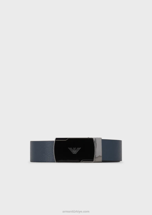 erkekler Armani palmellato-deri çift taraflı kemer mavi T8HD1998