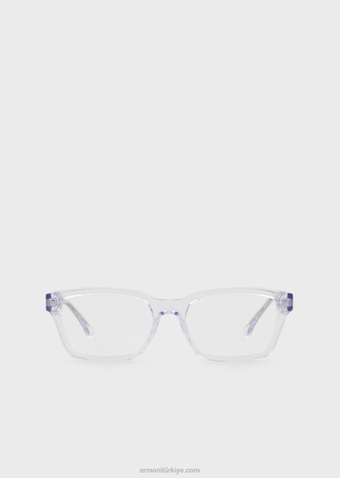 erkekler Armani dikdörtgen gözlük şeffaf T8HD2224