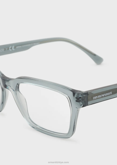 erkekler Armani dikdörtgen gözlük şeffaf T8HD2226