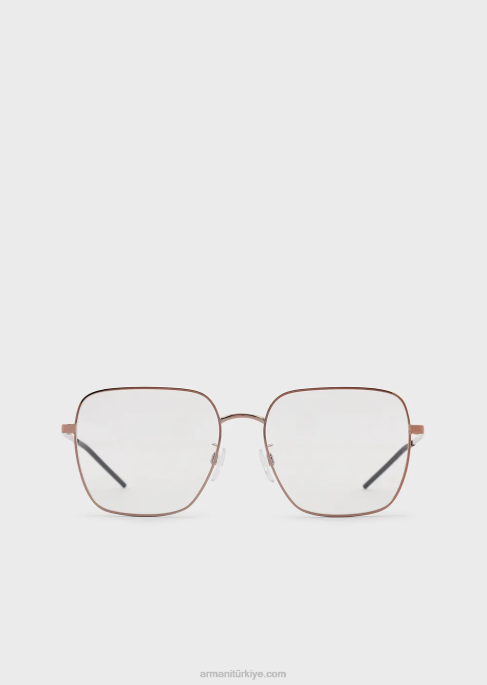 erkekler Armani unisex dikdörtgen gözlük Altın gül T8HD2243