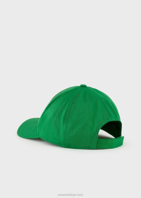 erkekler Armani büyük boy işlemeli sürdürülebilir koleksiyon organik pamuklu beyzbol şapkasıT8HD2058