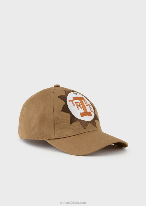 erkekler Armani büyük boy işlemeli sürdürülebilir koleksiyon organik pamuklu beyzbol şapkasıT8HD2060